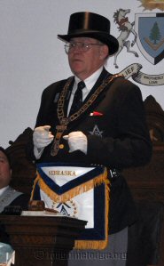 Most Worshipful John T. Parsons delivering the Grand Master's Address.